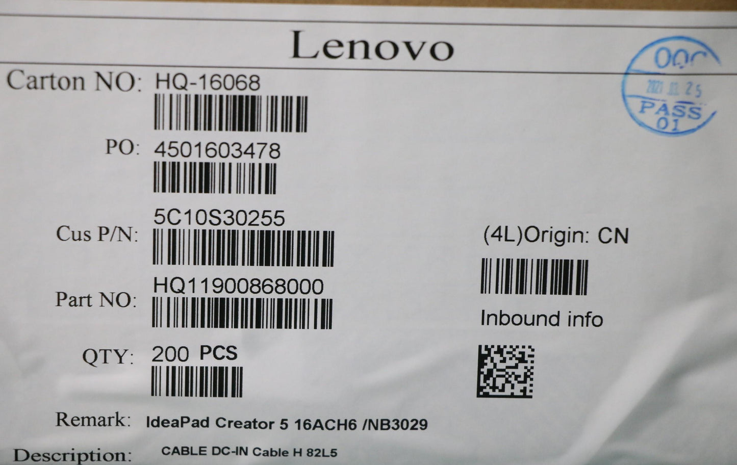 Lenovo DC-IN Cable - 5C10S30255