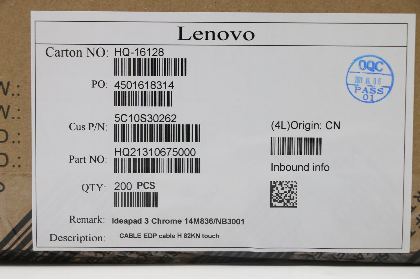 Lenovo EDP Cable, Touch - 5C10S30262