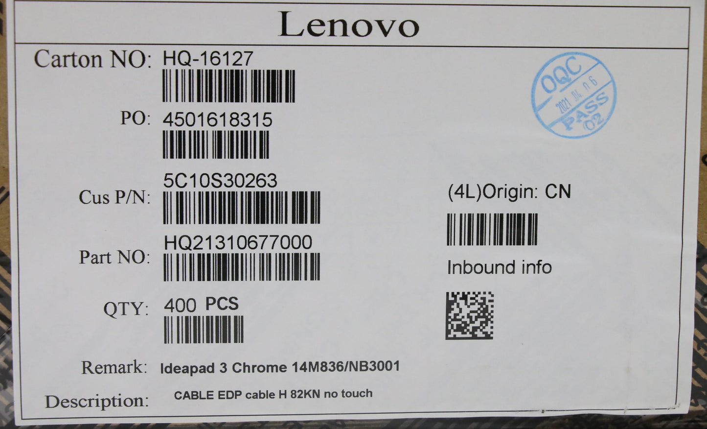 Lenovo Cable Edp Cable H 82Kn No Touc - 5C10S30263