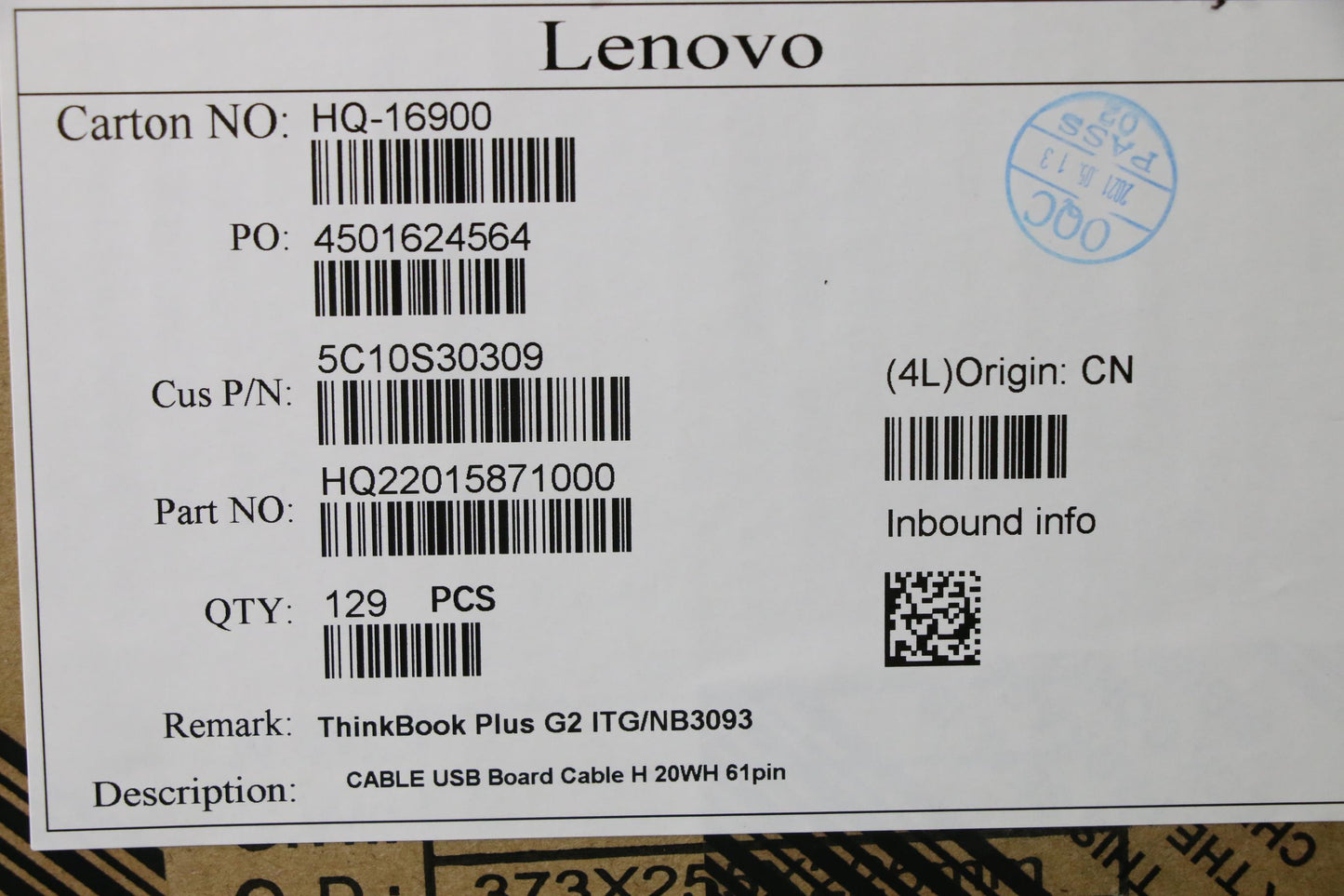 Lenovo Cable Usb Board Cable H 20Wh 6 - 5C10S30309
