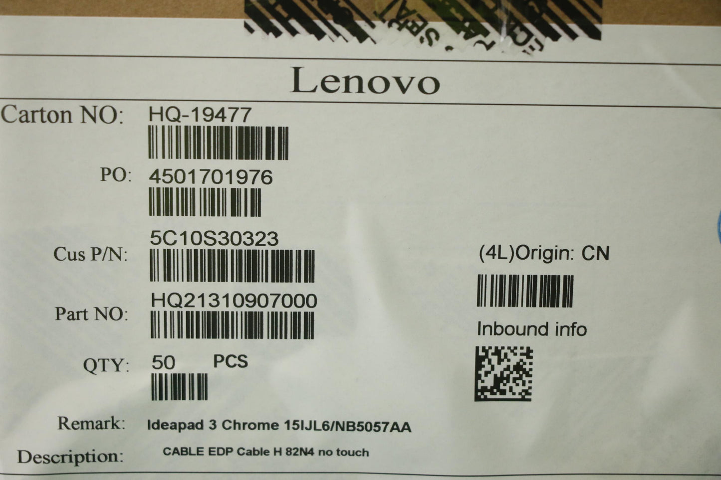 Lenovo Cable Edp Cable H 82N4 No Touc - 5C10S30323