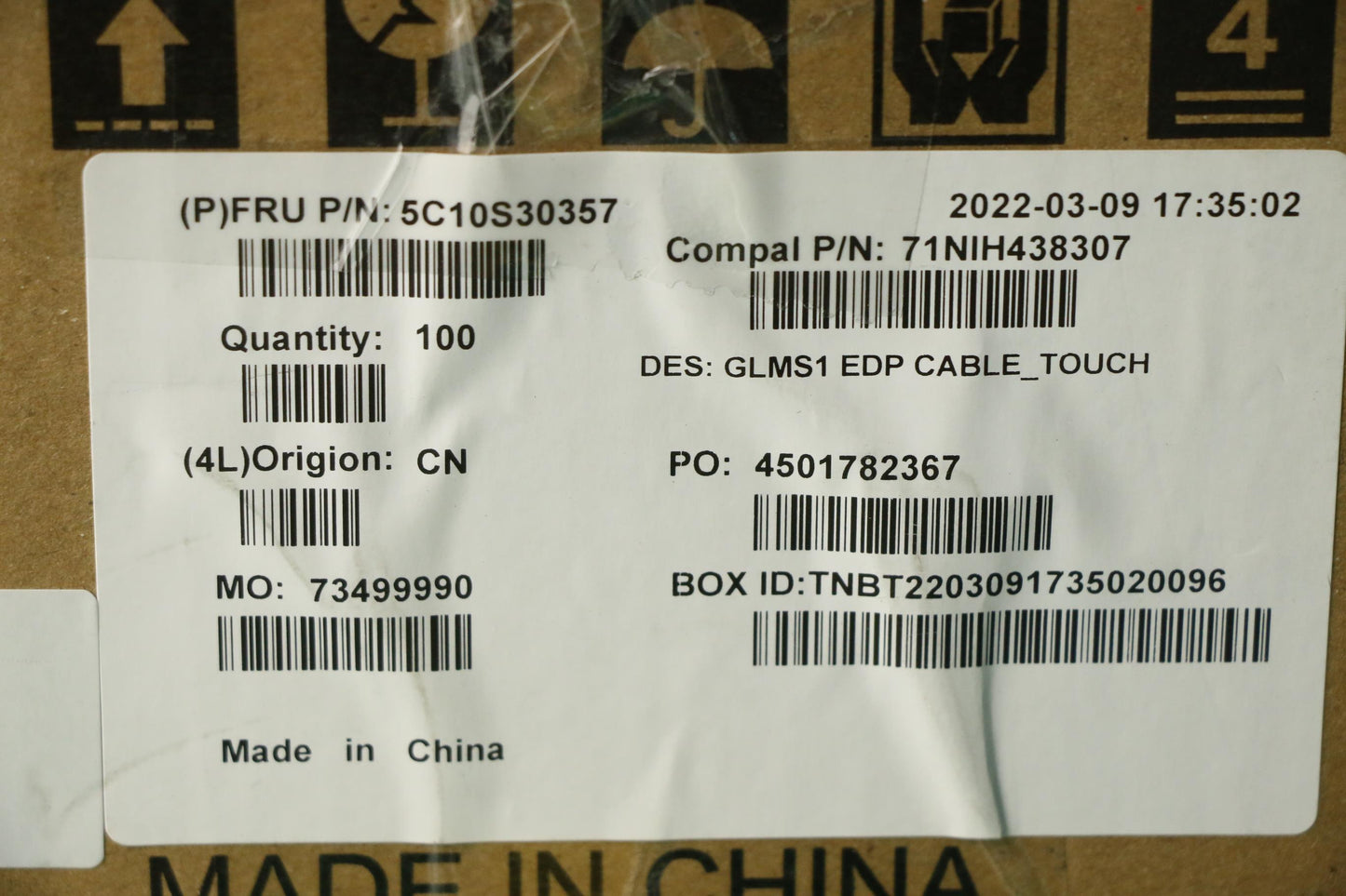 Lenovo Cable Edp Cable C 82Qk For Tou - 5C10S30357