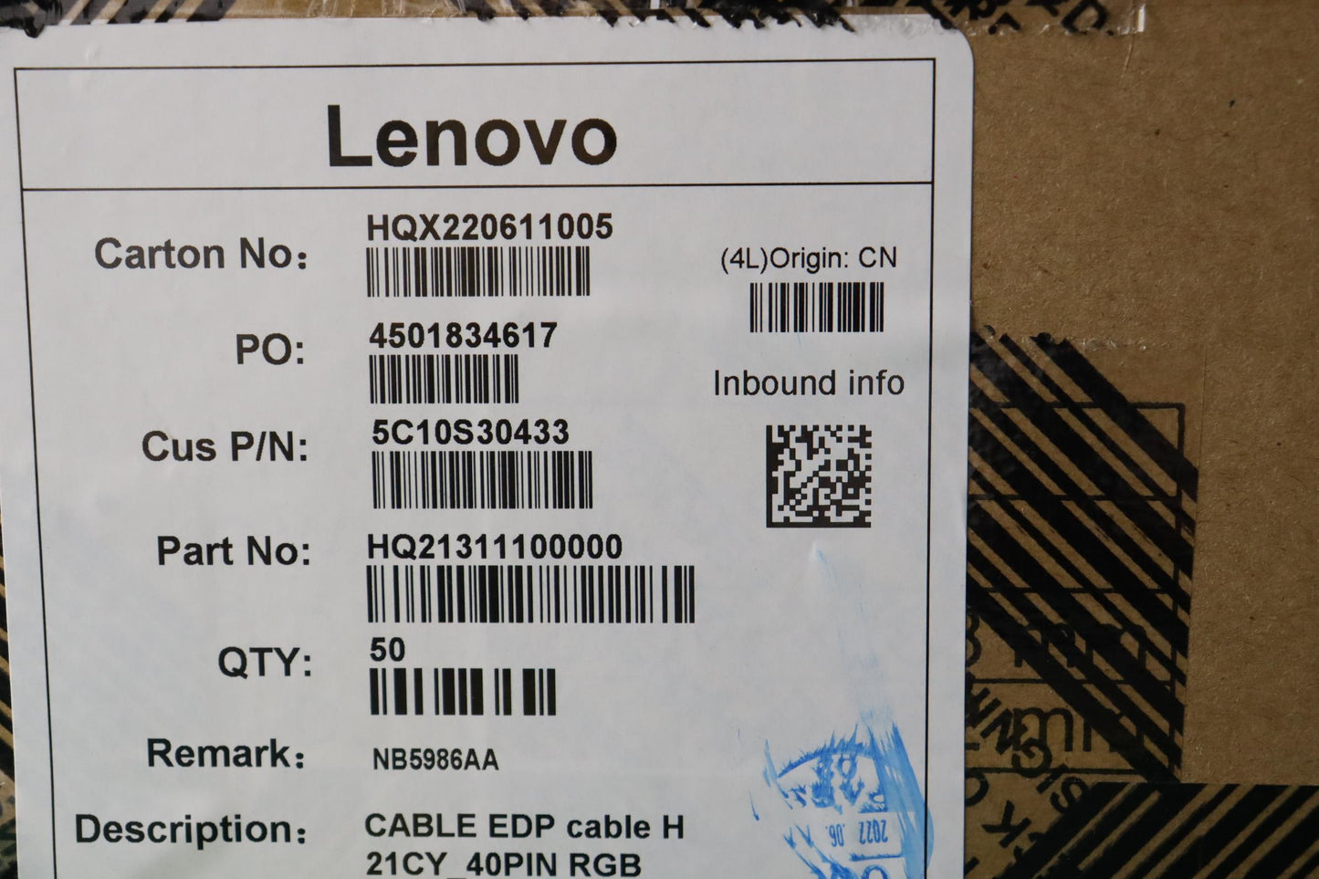 Lenovo Cable Edp Cable H 21Cy_40Pin R - 5C10S30433