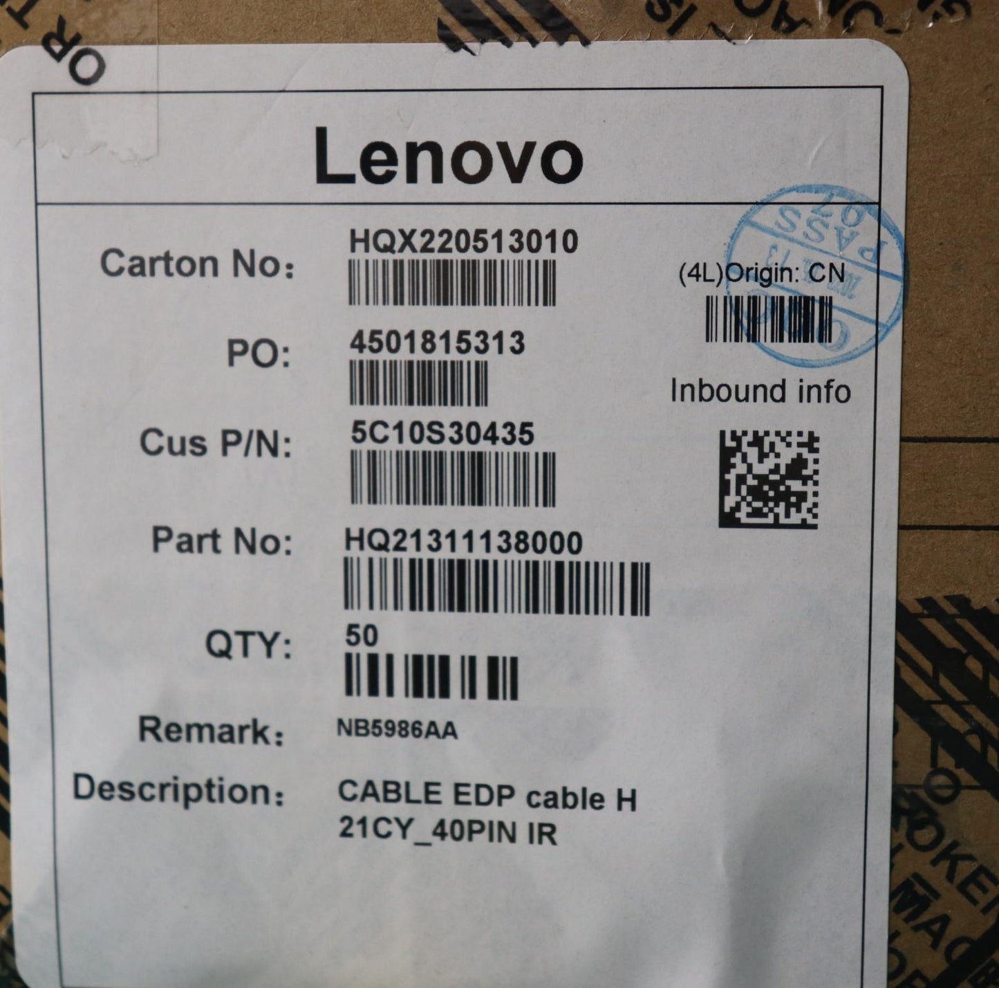 Lenovo Cable Edp Cable H 21Cy_40Pin I - 5C10S30435