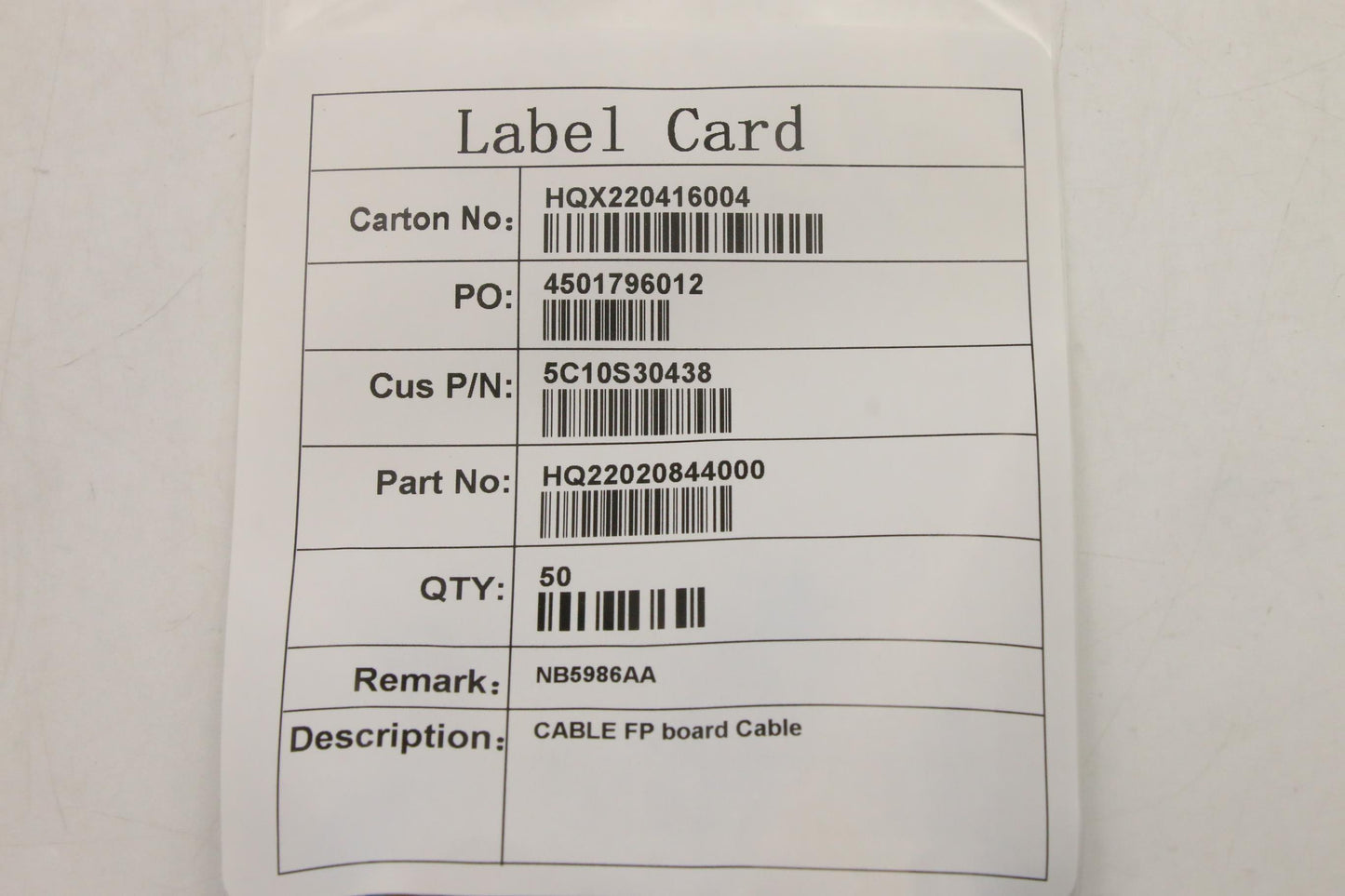 Lenovo Cable Fp Board Cable - 5C10S30438