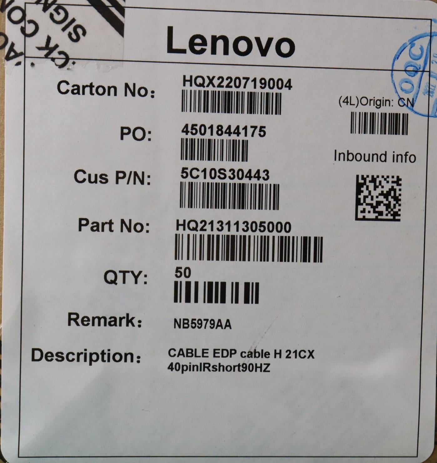 Lenovo Cable Edp Cable H 21Cx 40Pinir - 5C10S30443