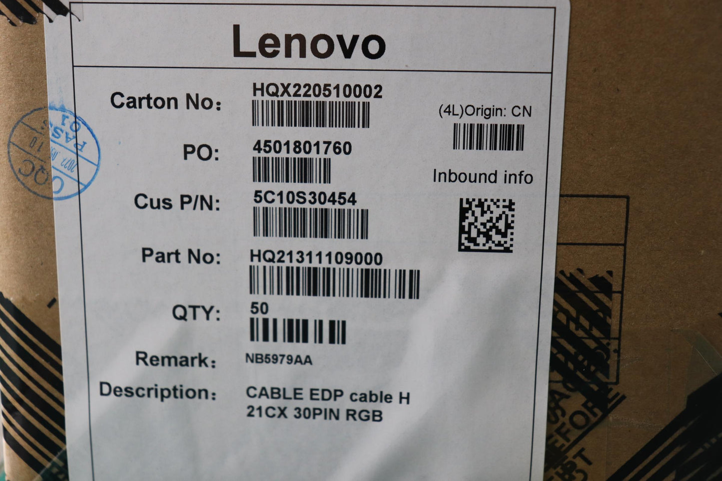 Lenovo Cable Edp Cable H 21Cx 30Pin R - 5C10S30454