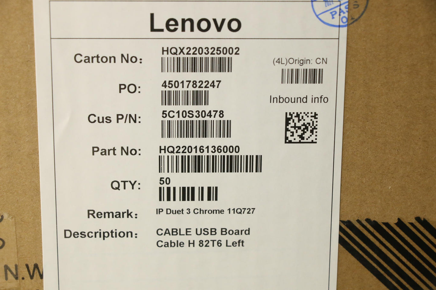 Lenovo Cable Usb Board Cable H 82T6 L - 5C10S30478
