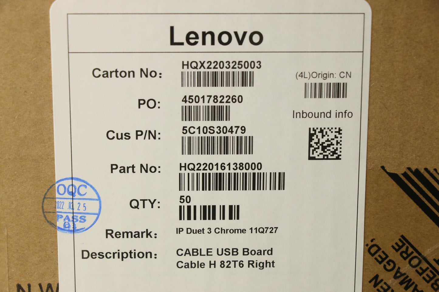 Lenovo Cable Usb Board Cable H 82T6 R - 5C10S30479