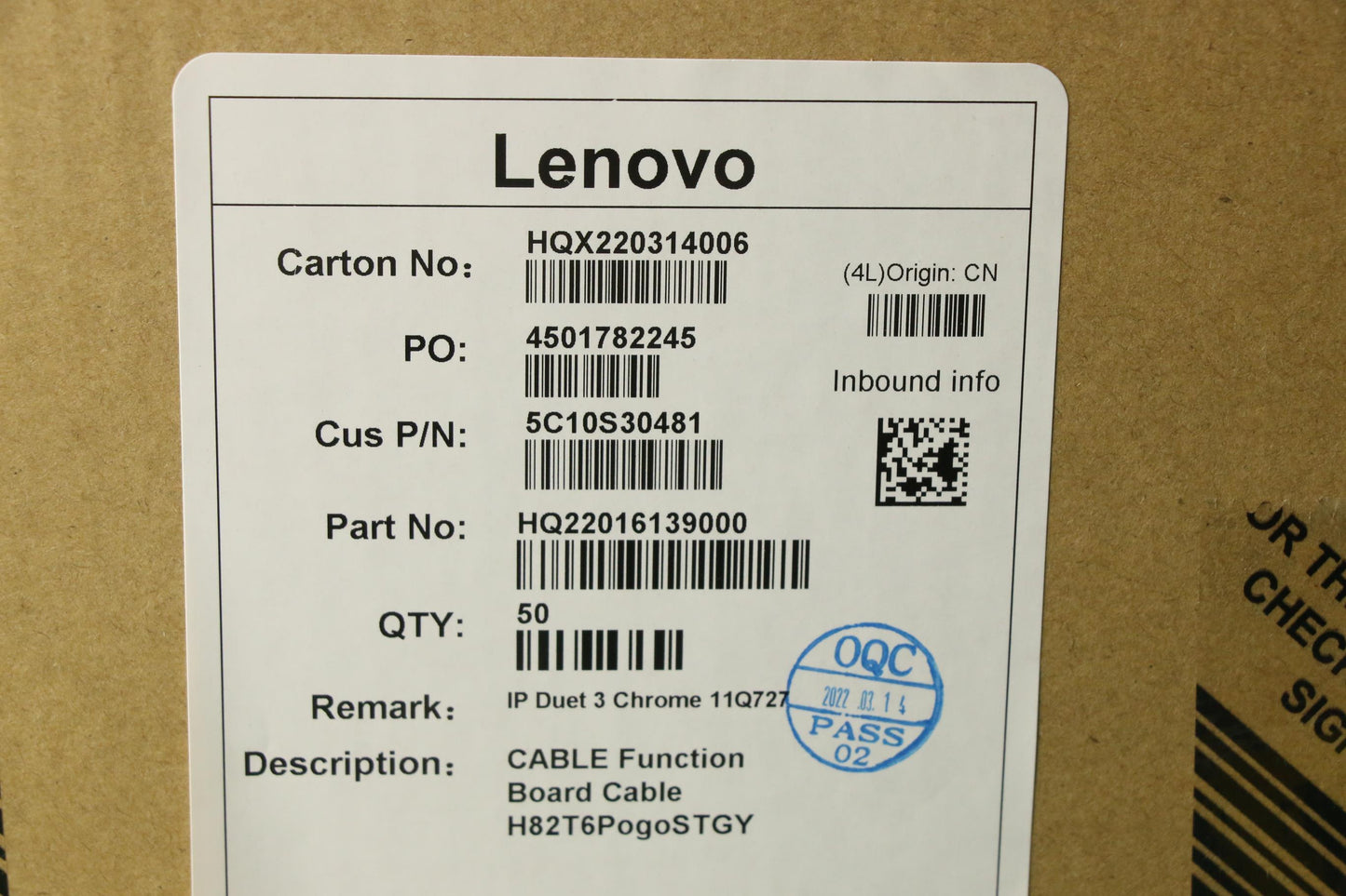 Lenovo Cable Function Board Cable H82 - 5C10S30481