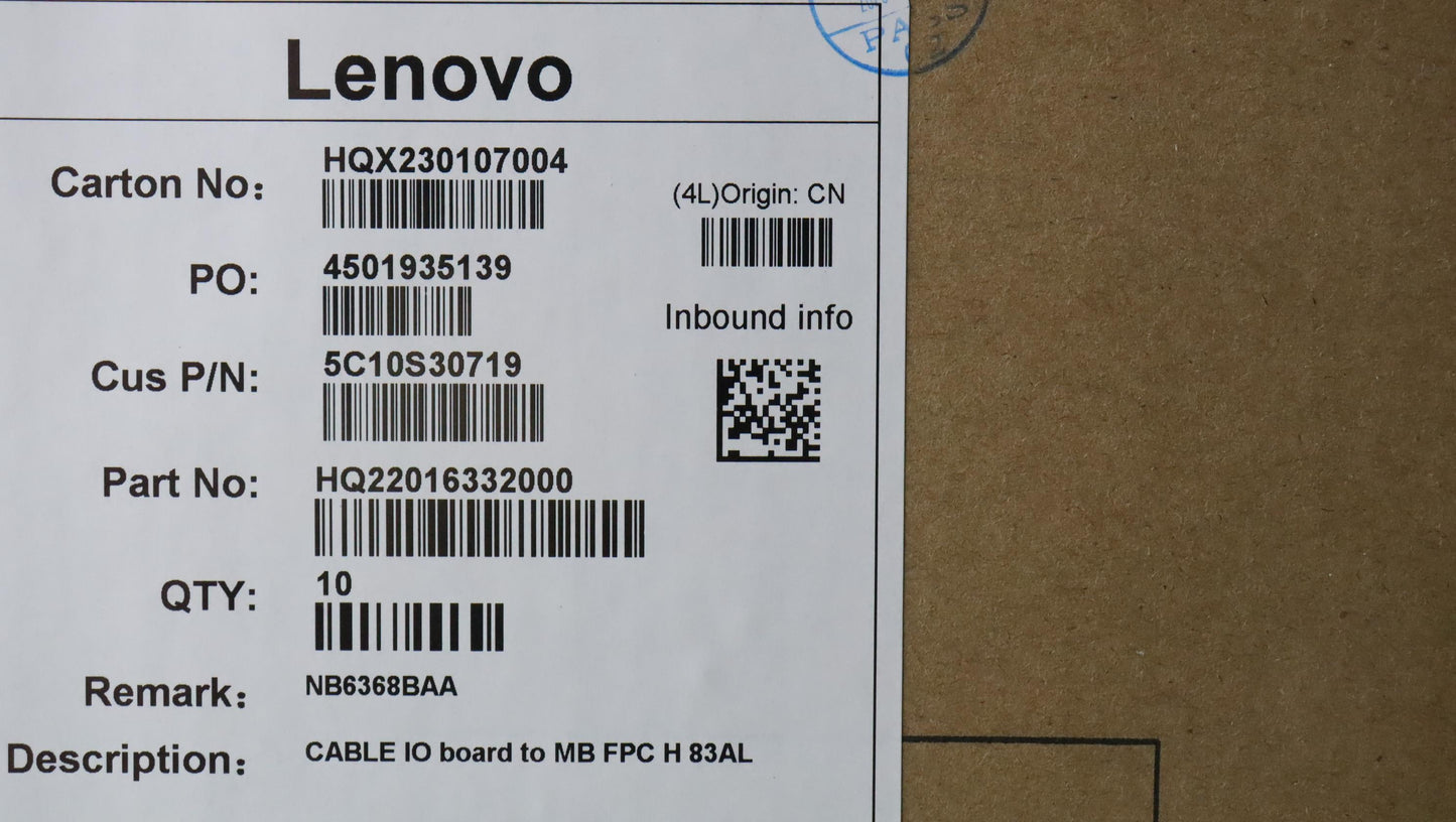 Lenovo Cable Io Board To Mb Fpc H 83A - 5C10S30719