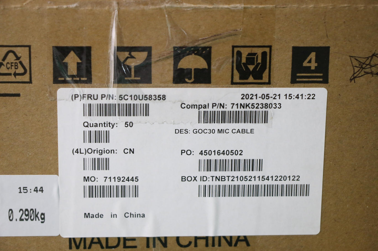 Lenovo - H-Connector Set for Motherboard to Microphone, Teflon-Coated - 5C10U58358