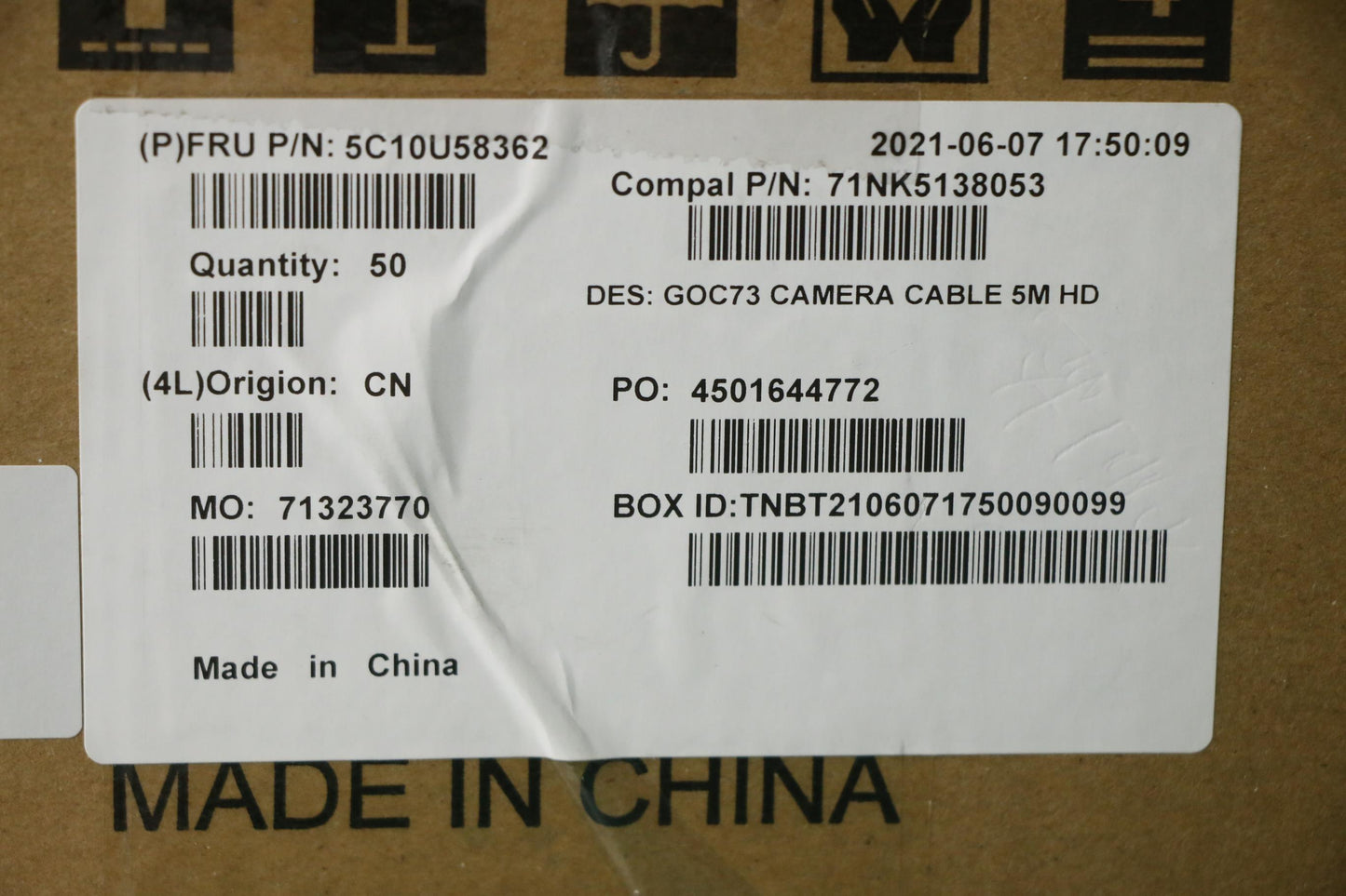 Lenovo Cable H-Conn Set Cam_Hd_5M Tef - 5C10U58362