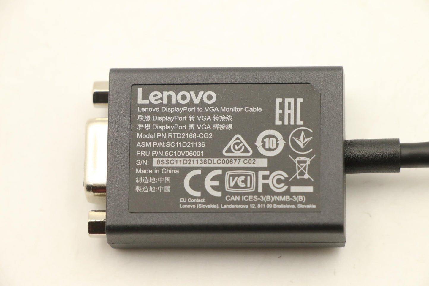 Lenovo Cable Dp To Vga Dongle - 5C10V06001