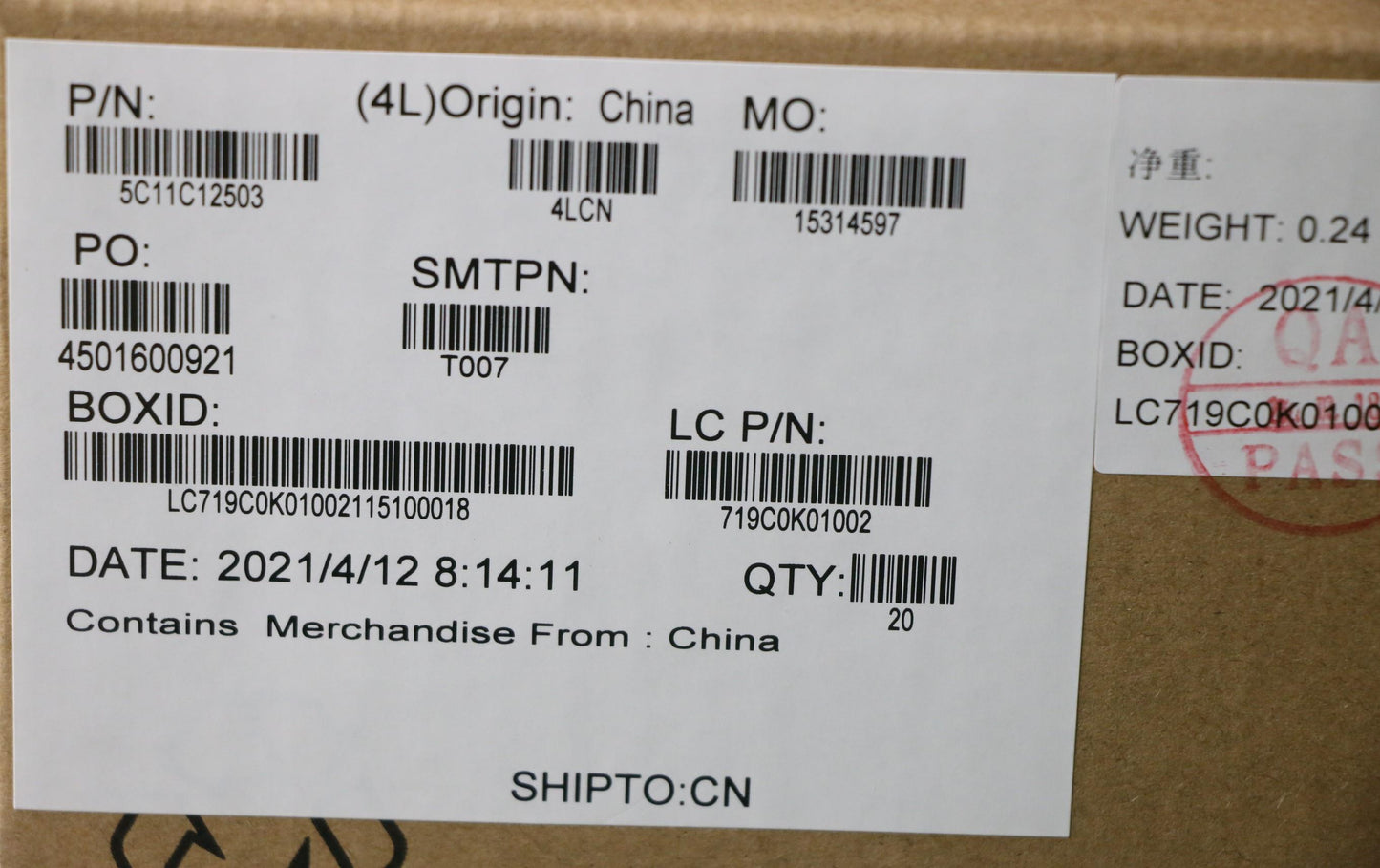 Lenovo Cable Fru H-Conn Set 1Vu M/B-L - 5C11C12503