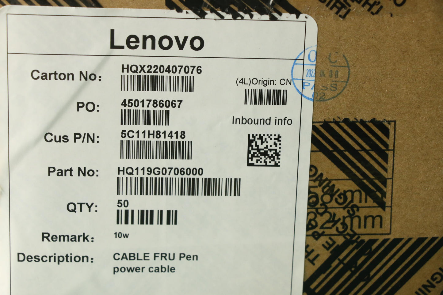 Lenovo Cable Fru Pen Power Cable - 5C11H81418