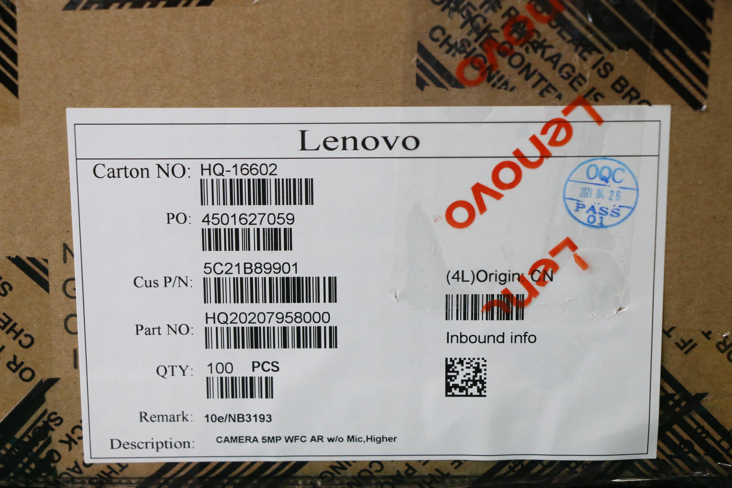 Lenovo Camera 5Mp Wfc Ar W/O Mic,High - 5C21B89901