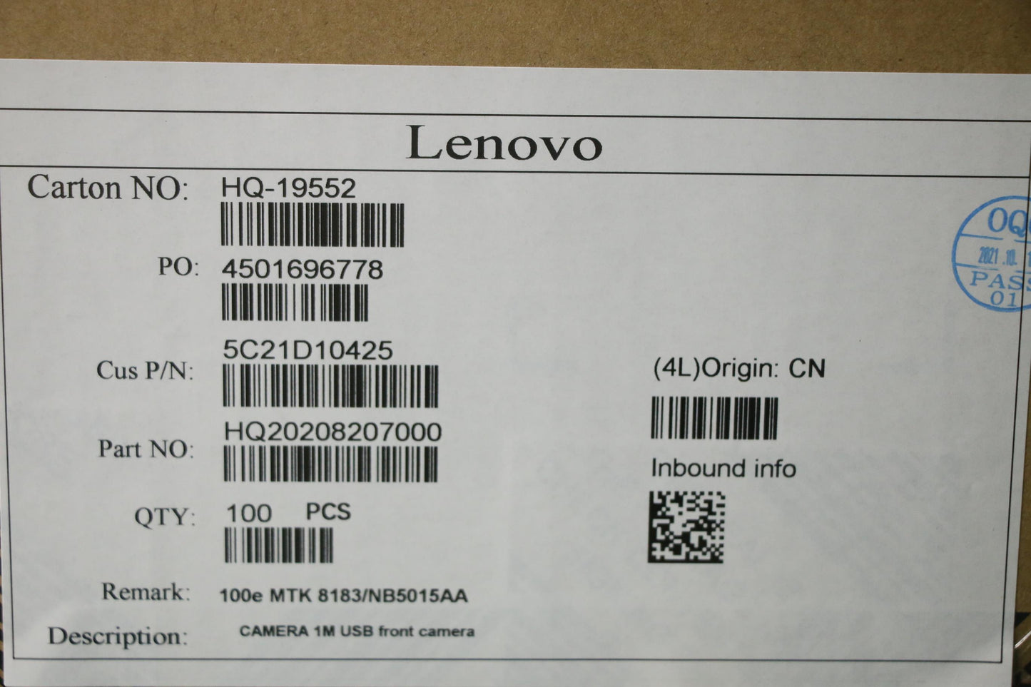 Lenovo Camera 1M Usb Front Camera - 5C21D10425