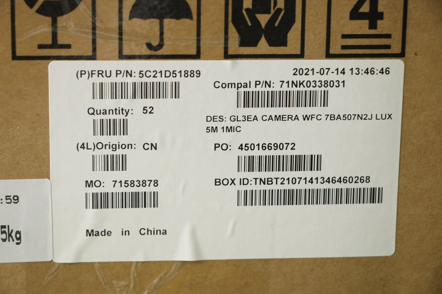 Lenovo Camera Fru Cm Wfc 7Ba507N2J Lu - 5C21D51889