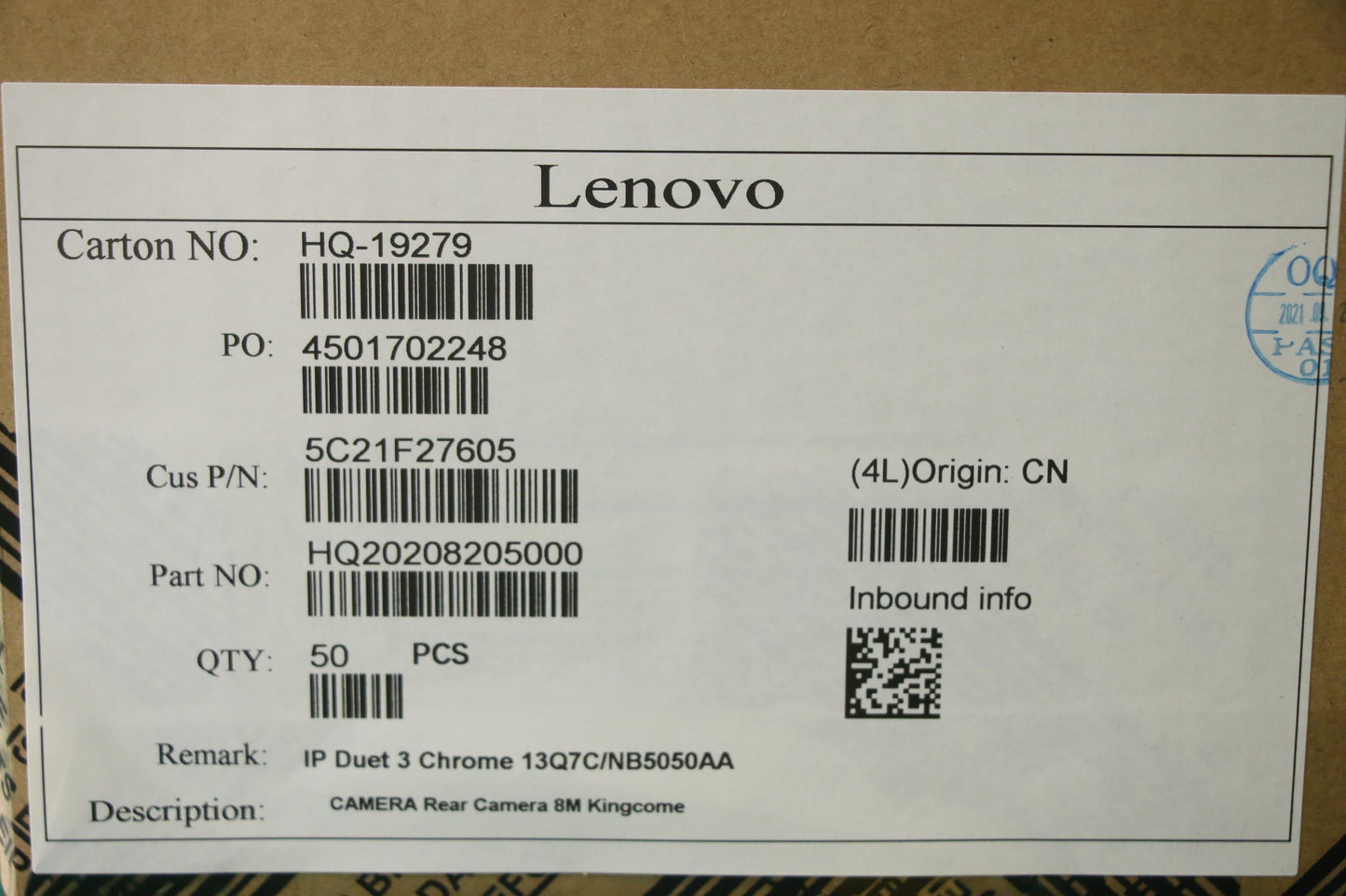 Lenovo Camera Rear Camera 8M Kingcome - 5C21F27605