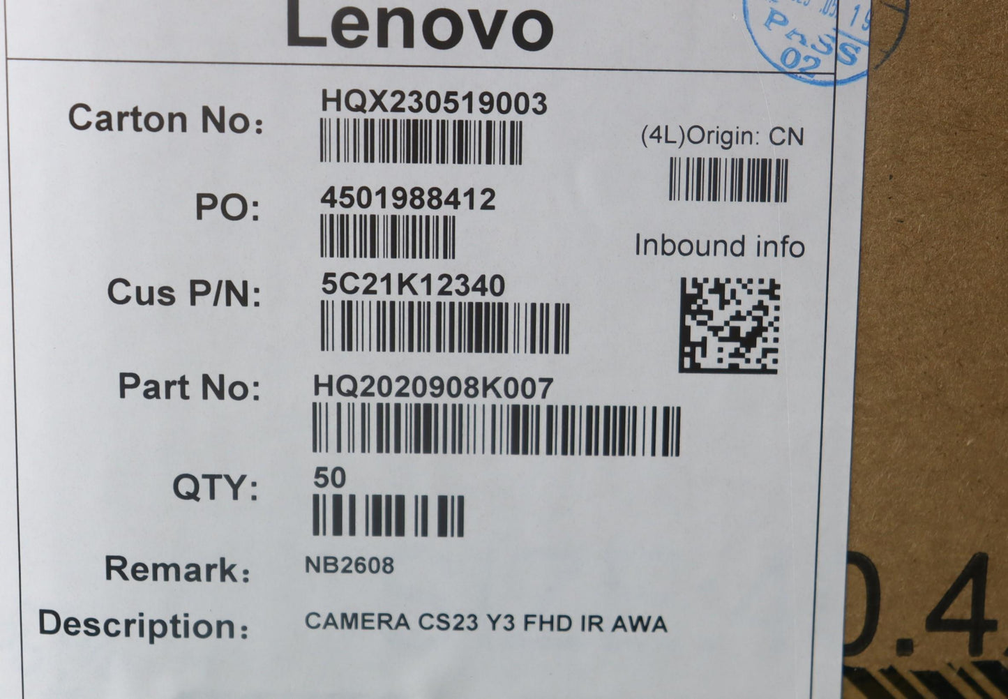 Lenovo Camera Cs23 Y3 Fhd Ir Awa - 5C21K12340