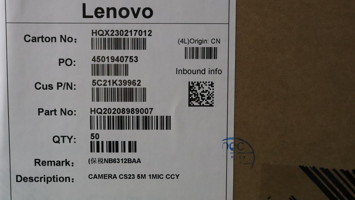 Lenovo (5C21K39962) 5MP Camera with 1 Microphone