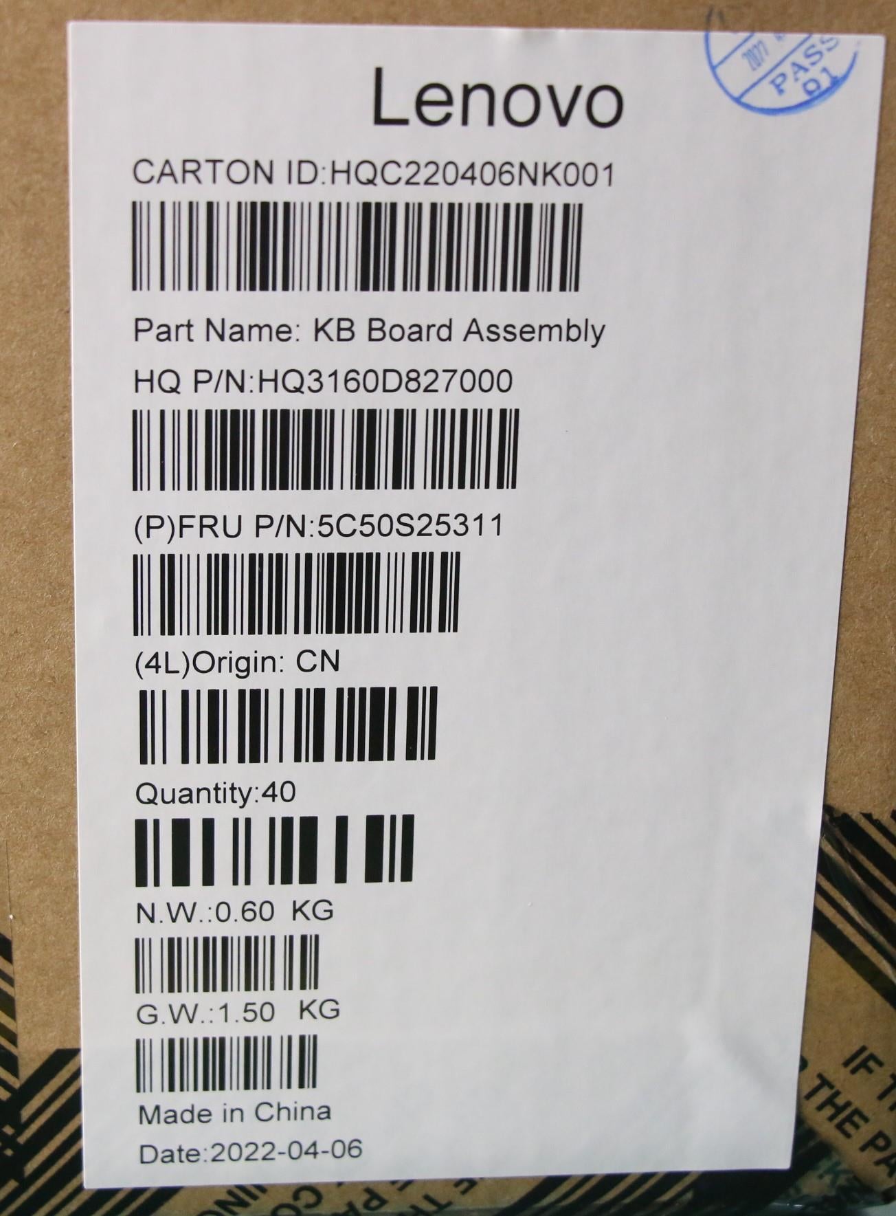 Lenovo Cardpop Sensor_Board H 82T3 - 5C50S25311