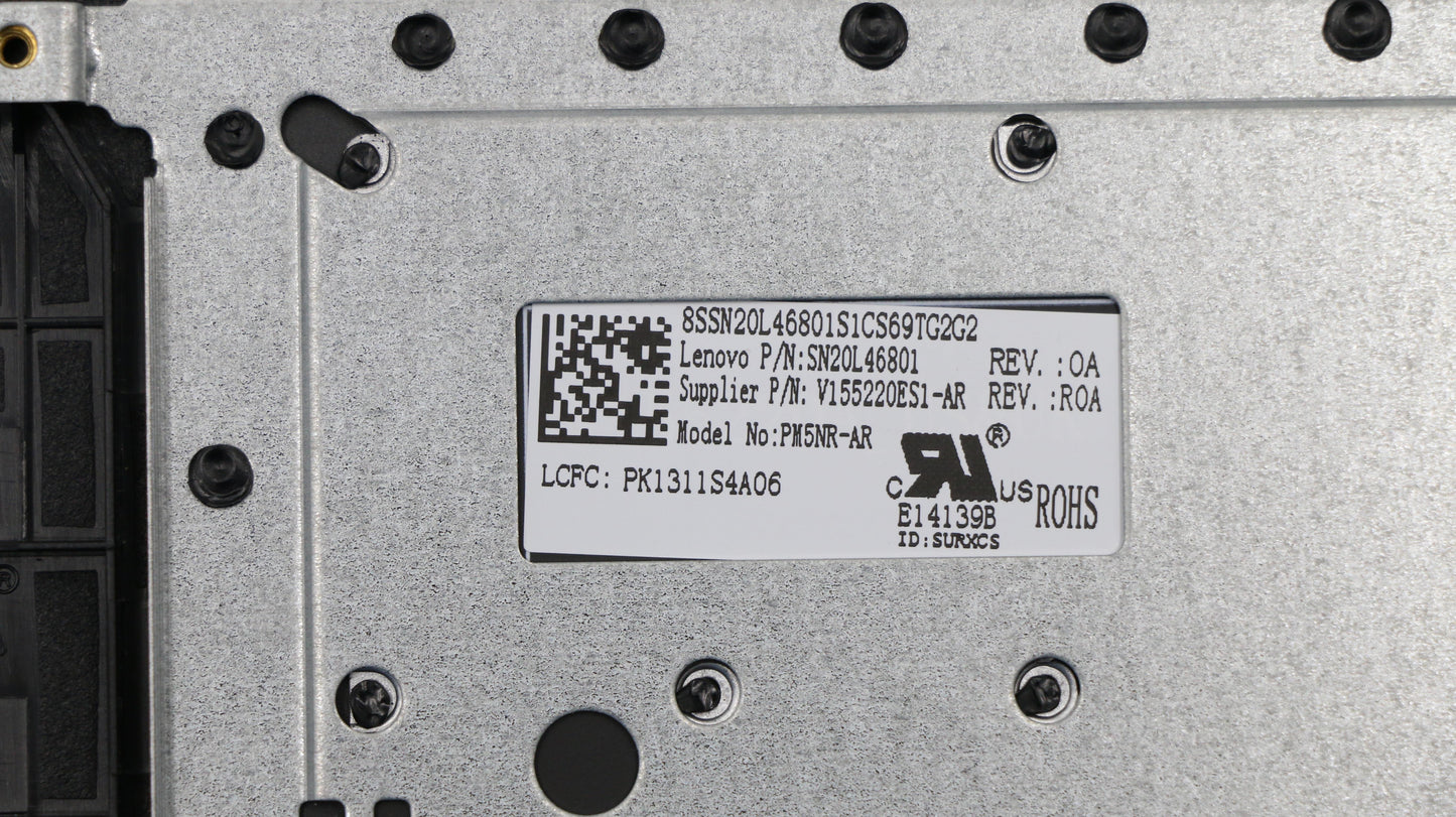 Lenovo Upper Case Assembly, US Arabic Keyboard, Textured Black - 5CB0L46202