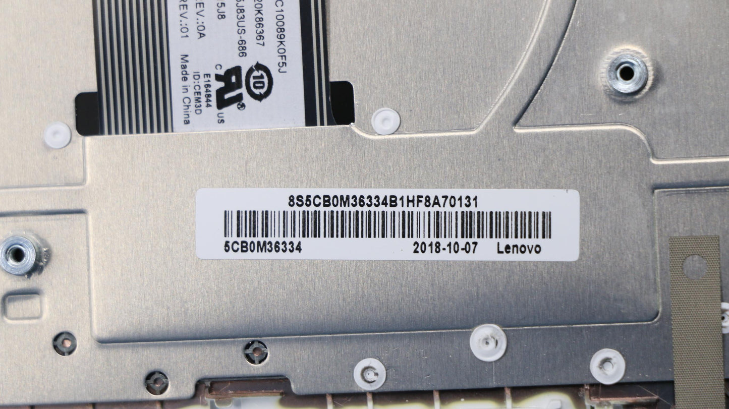 Lenovo Upper Case, White, with Keyboard US Layout - 5CB0M36334