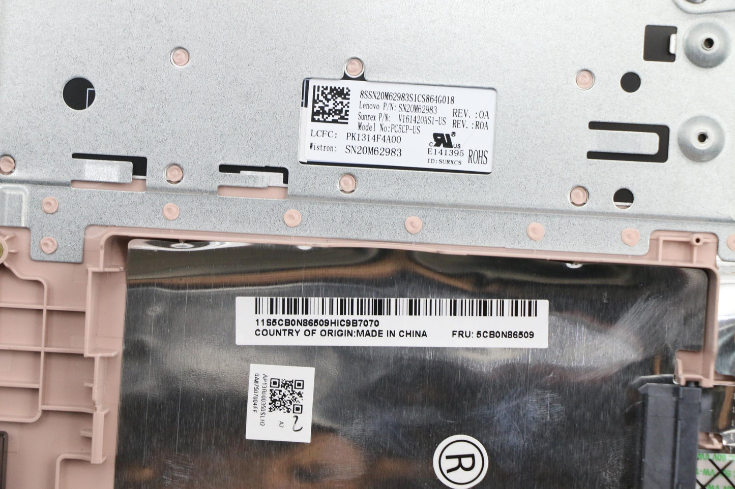 Lenovo Upper Case Assembly, IMR, US Keyboard - 5CB0N86509