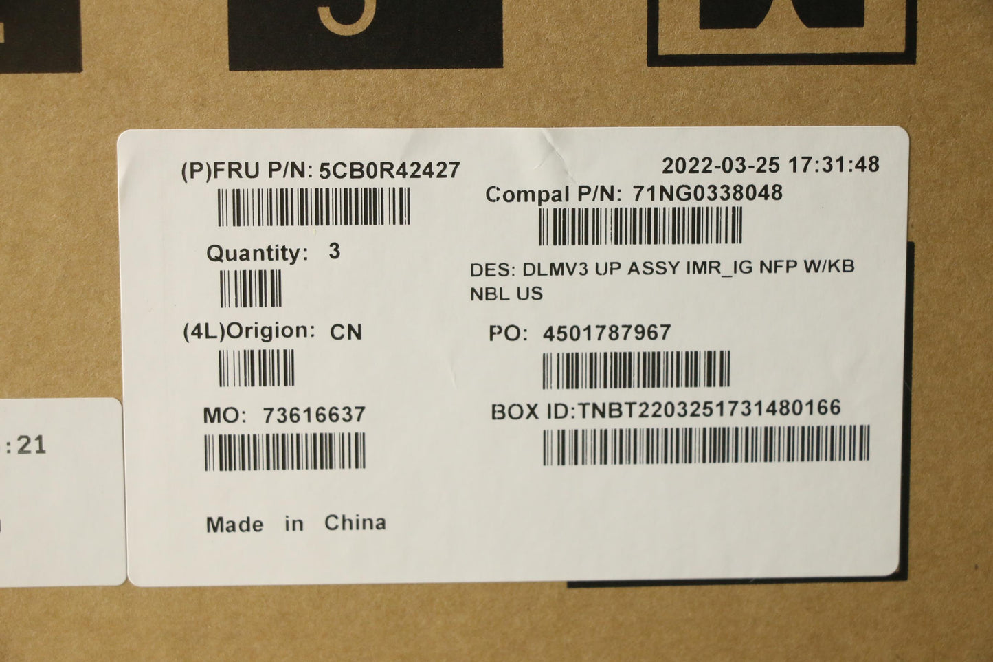 Lenovo Up Assy Imr_Ig Nfp Wkb Nbl Us - 5CB0R42427