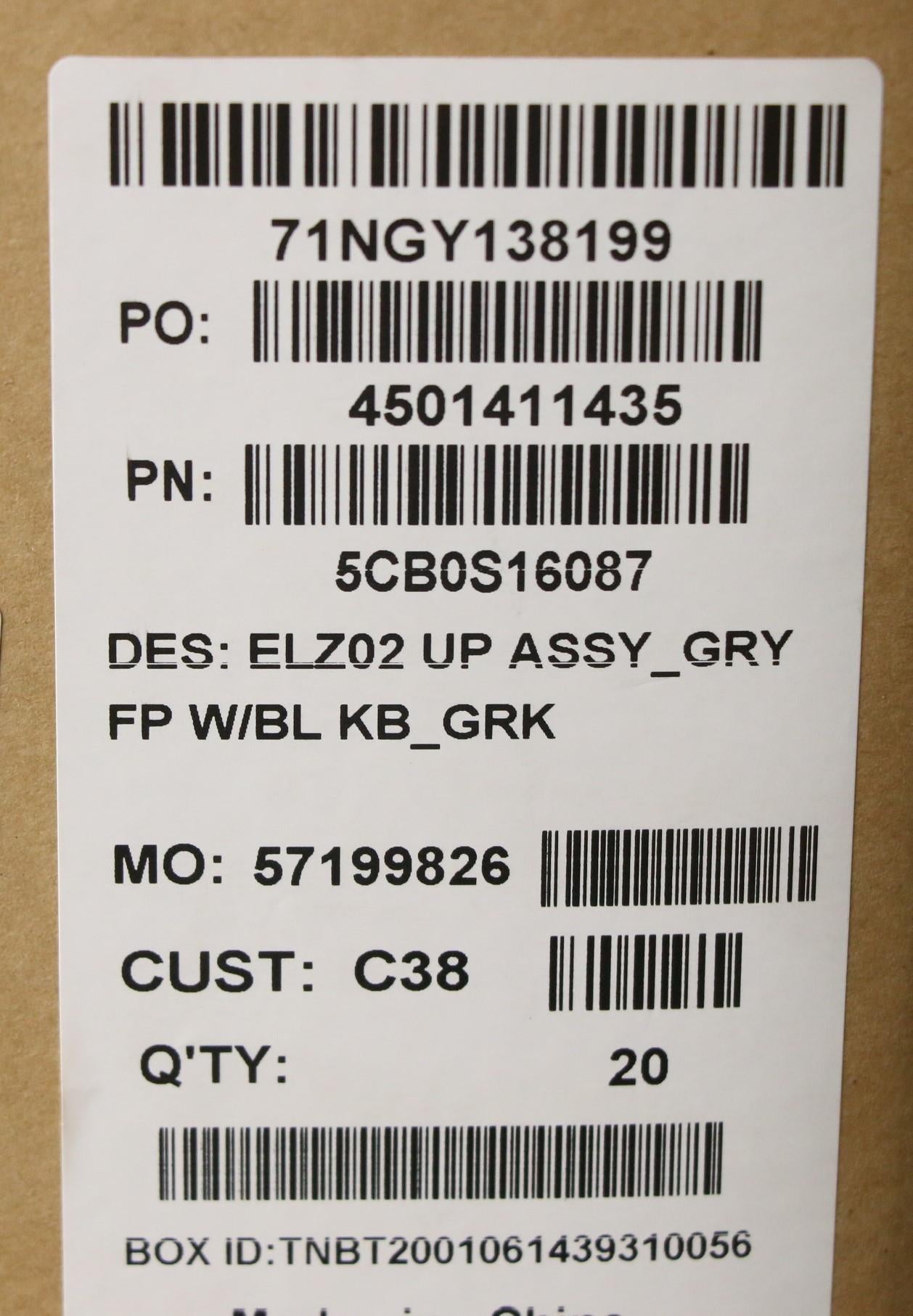 Lenovo Up Assy_Gry Fp W/Bl Kb_Grk - 5CB0S16087