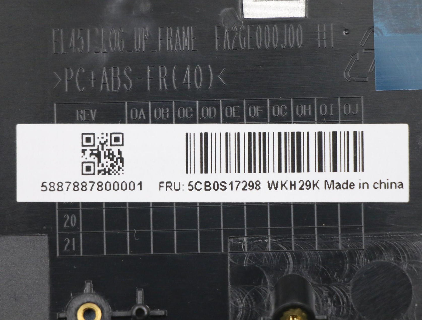 Lenovo Up Assy_Blu Fp W/Blkb Fre - 5CB0S17298