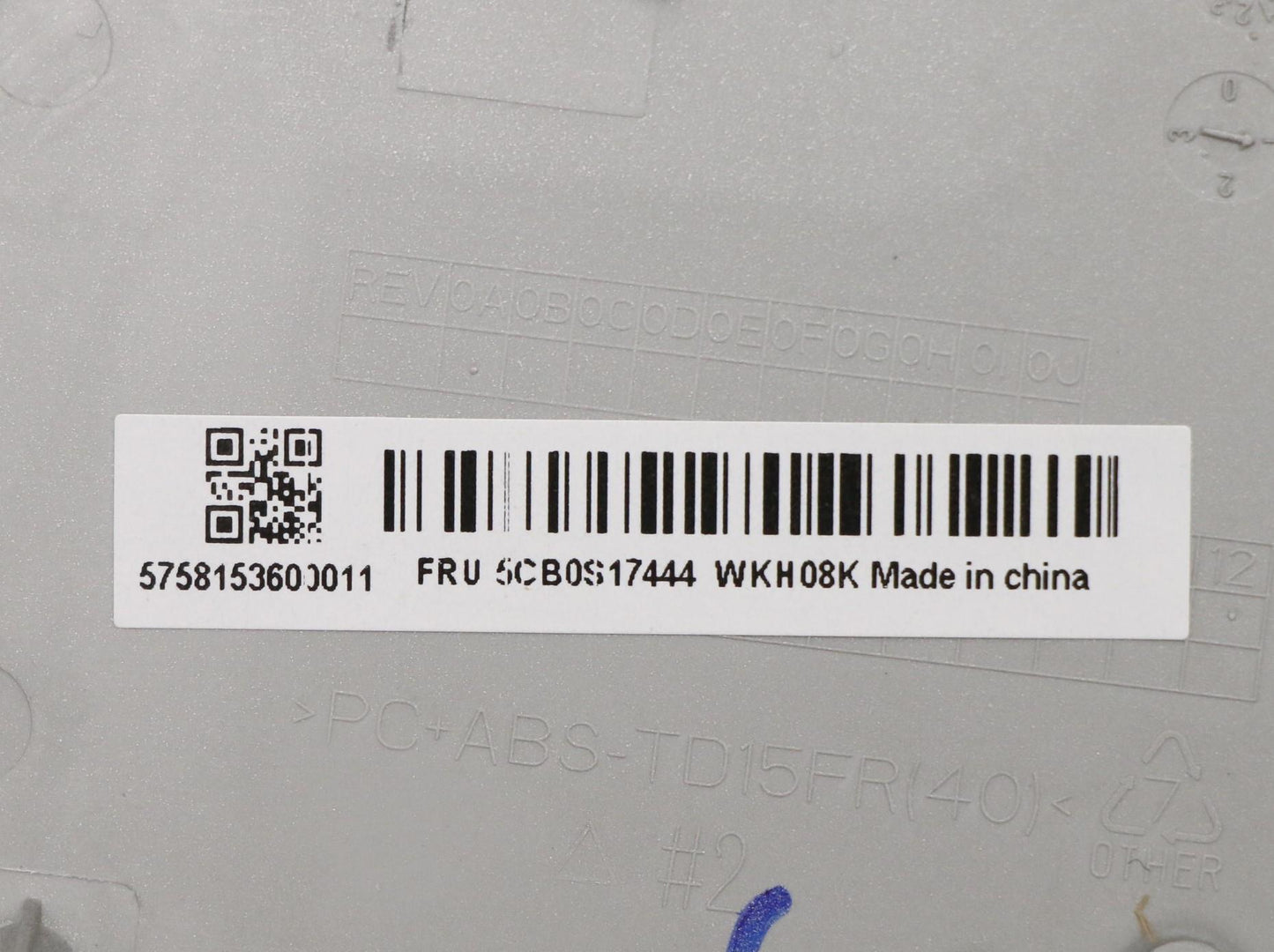 Lenovo Up Assy Pl_Gry Fp W/Blkb Us - 5CB0S17444