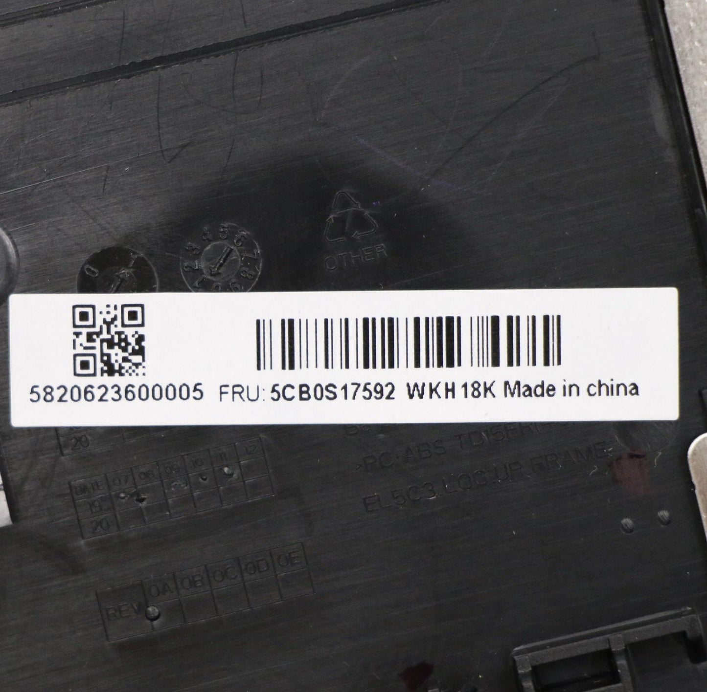 Lenovo Up Assy_Blk Fp W/Blkb Cf-En - 5CB0S17592