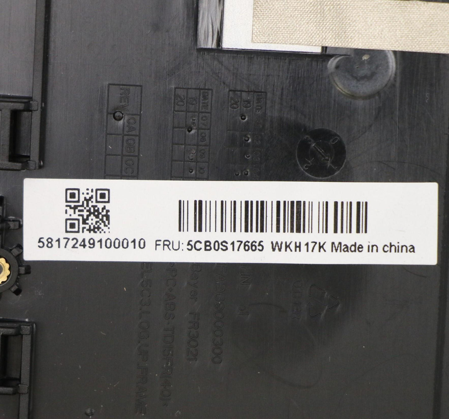 Lenovo Up Assy_Blk Fp W/Nblkb Sw - 5CB0S17665