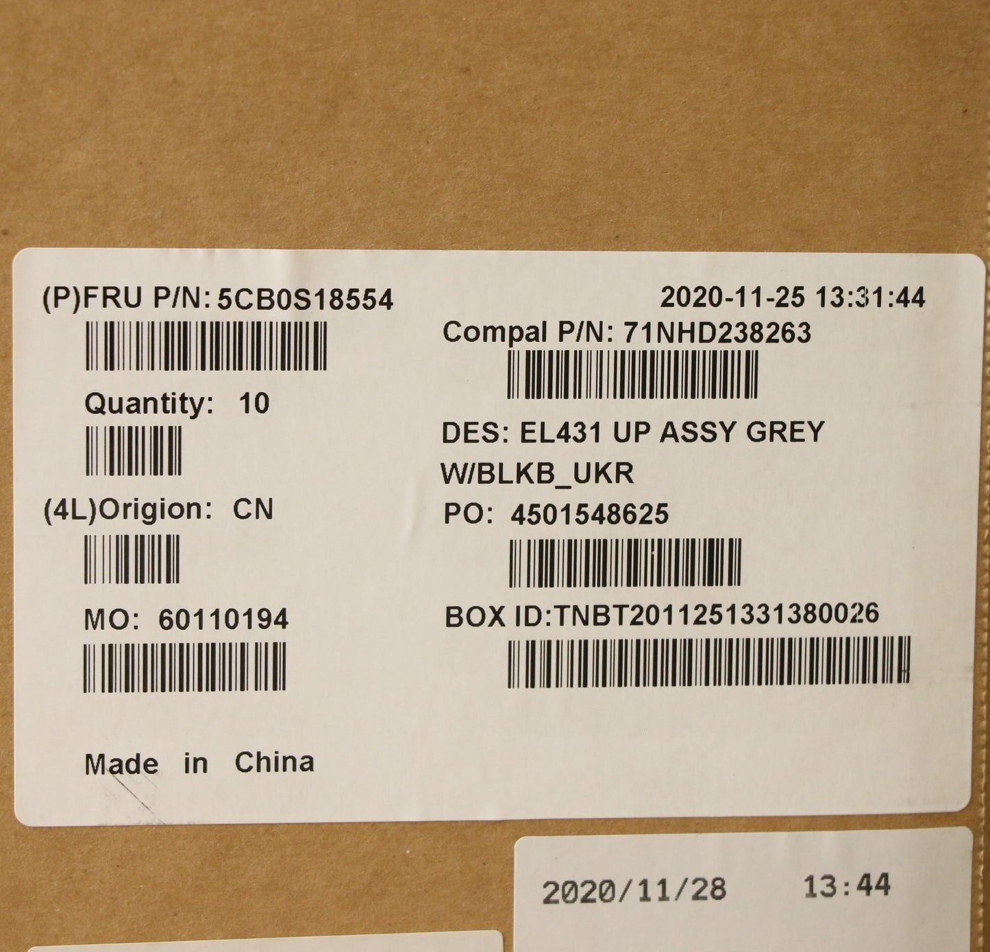 Lenovo Up Assy Grey W/Blkb_Ukr - 5CB0S18554