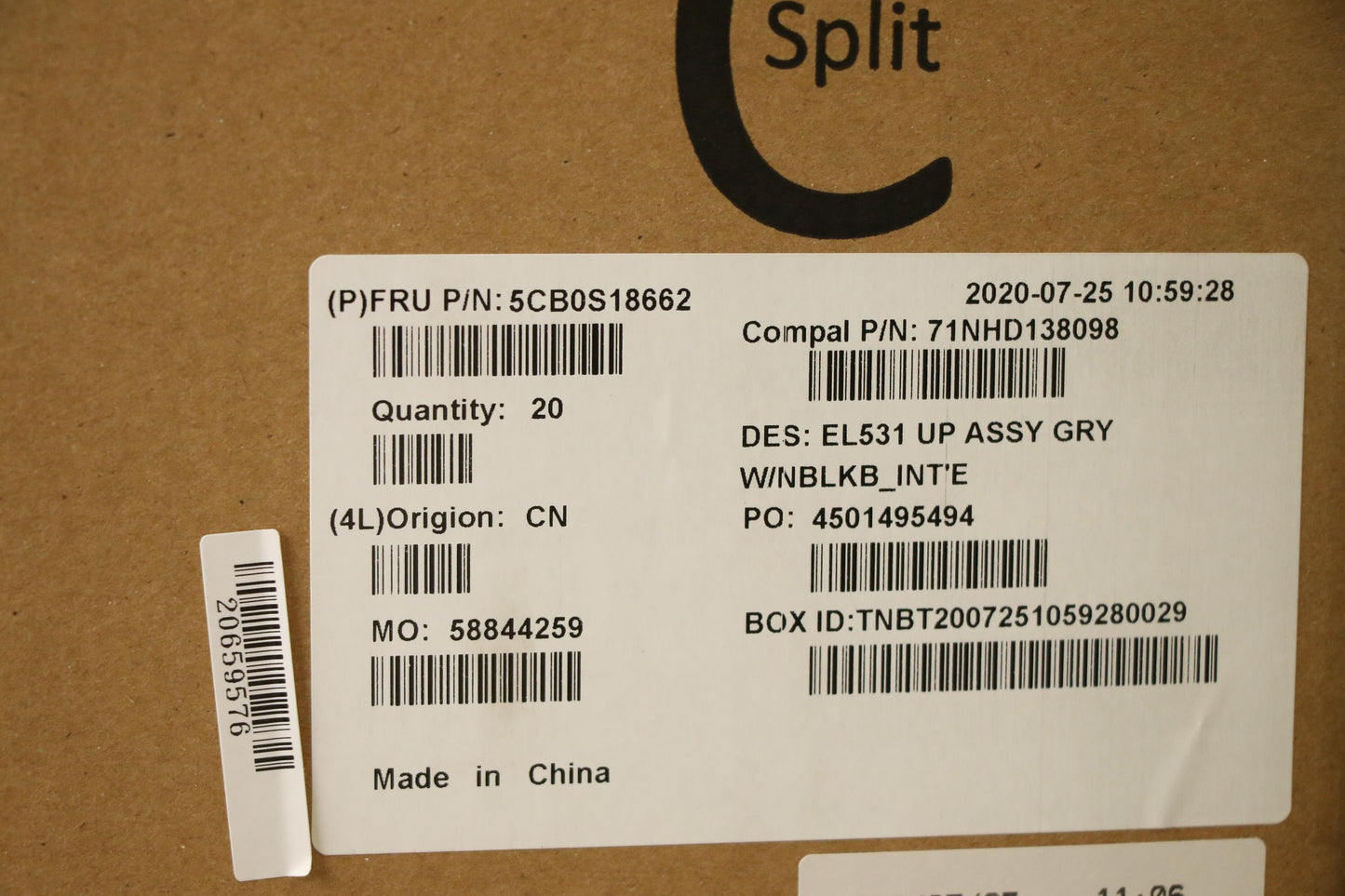 Lenovo Up Assy Gry W/Nblkb_Inte - 5CB0S18662