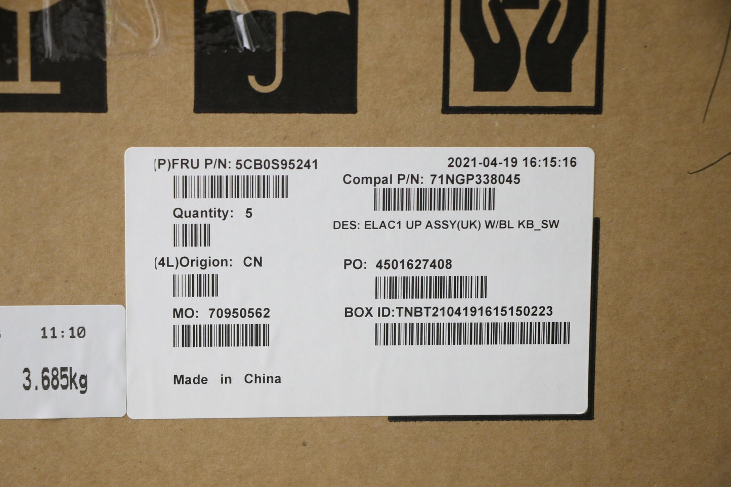 Lenovo Up Assy(Uk) W/Bl Kb_Sw - 5CB0S95241