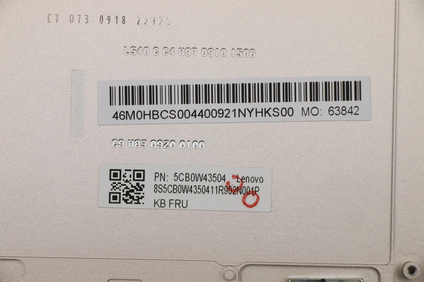 Lenovo Assembly Upper Case W Kb Be Mc - 5CB0W43504