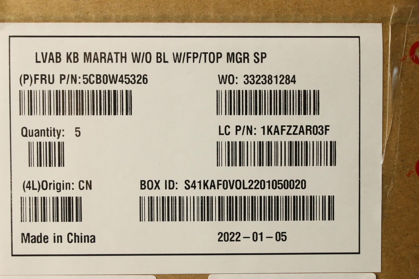 Lenovo Lvab Kb Marath W O Bl W Fp Top - 5CB0W45326