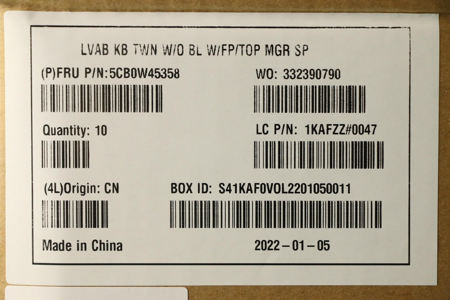 Lenovo Lvab Kb Twn W O Bl W Fp Top Mg - 5CB0W45358