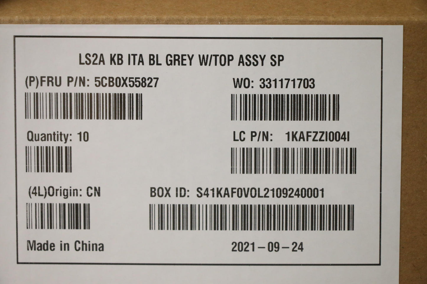 Lenovo Ls2A Kb Ita Bl Grey W/Top Assy - 5CB0X55827