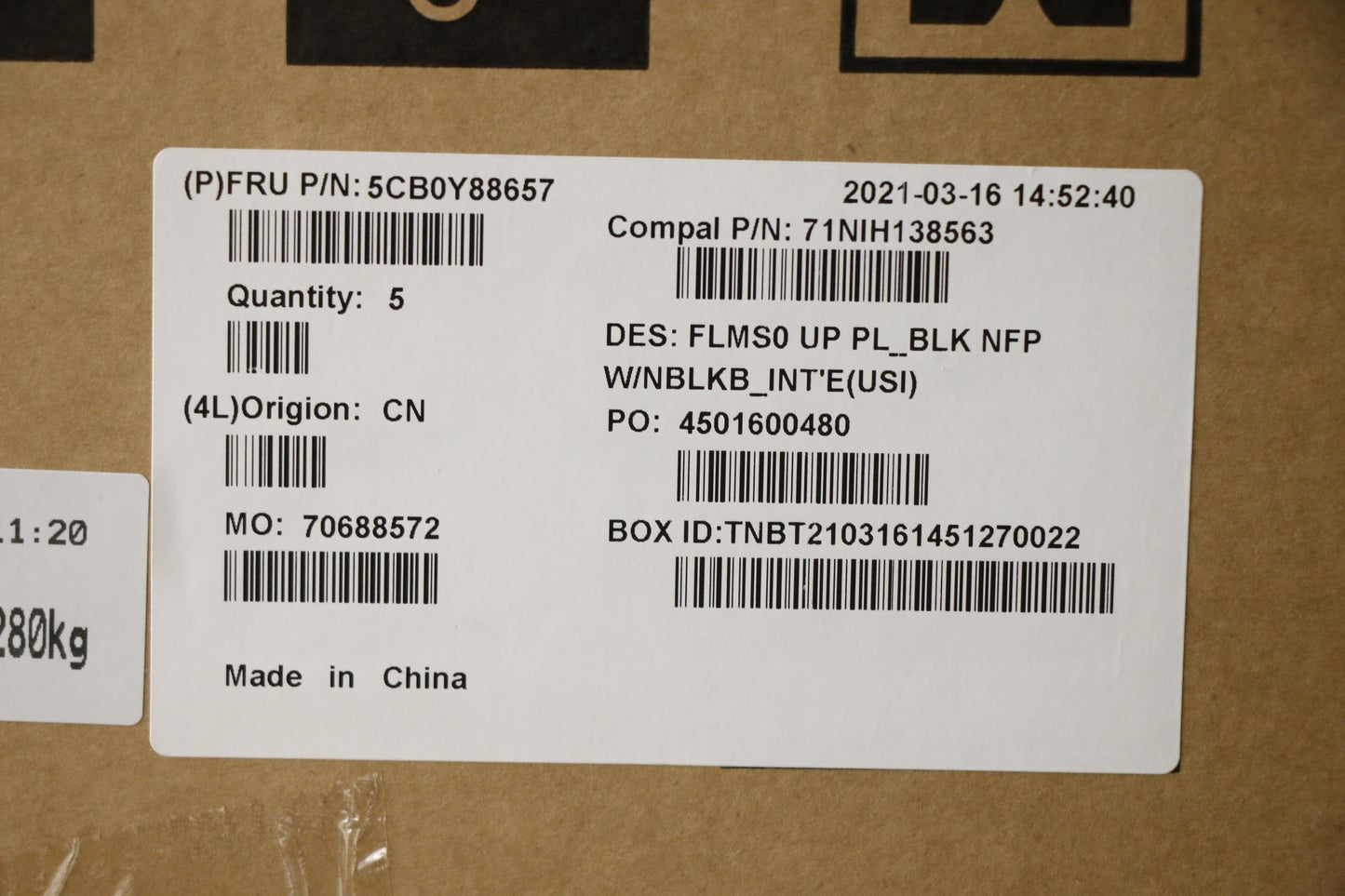 Lenovo Up Pl_Blk Nfp W/Nblkb_Inte(Us - 5CB0Y88657
