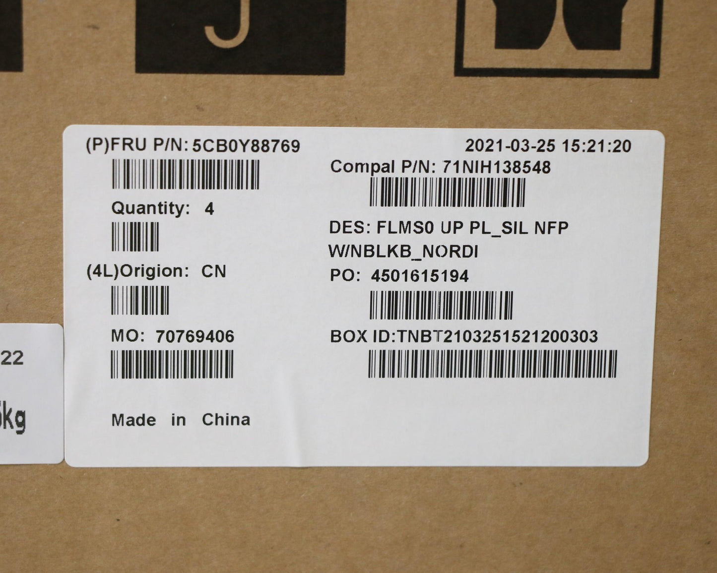 Lenovo Up Pl_Sil Nfp W/Nblkb_Nordi - 5CB0Y88769