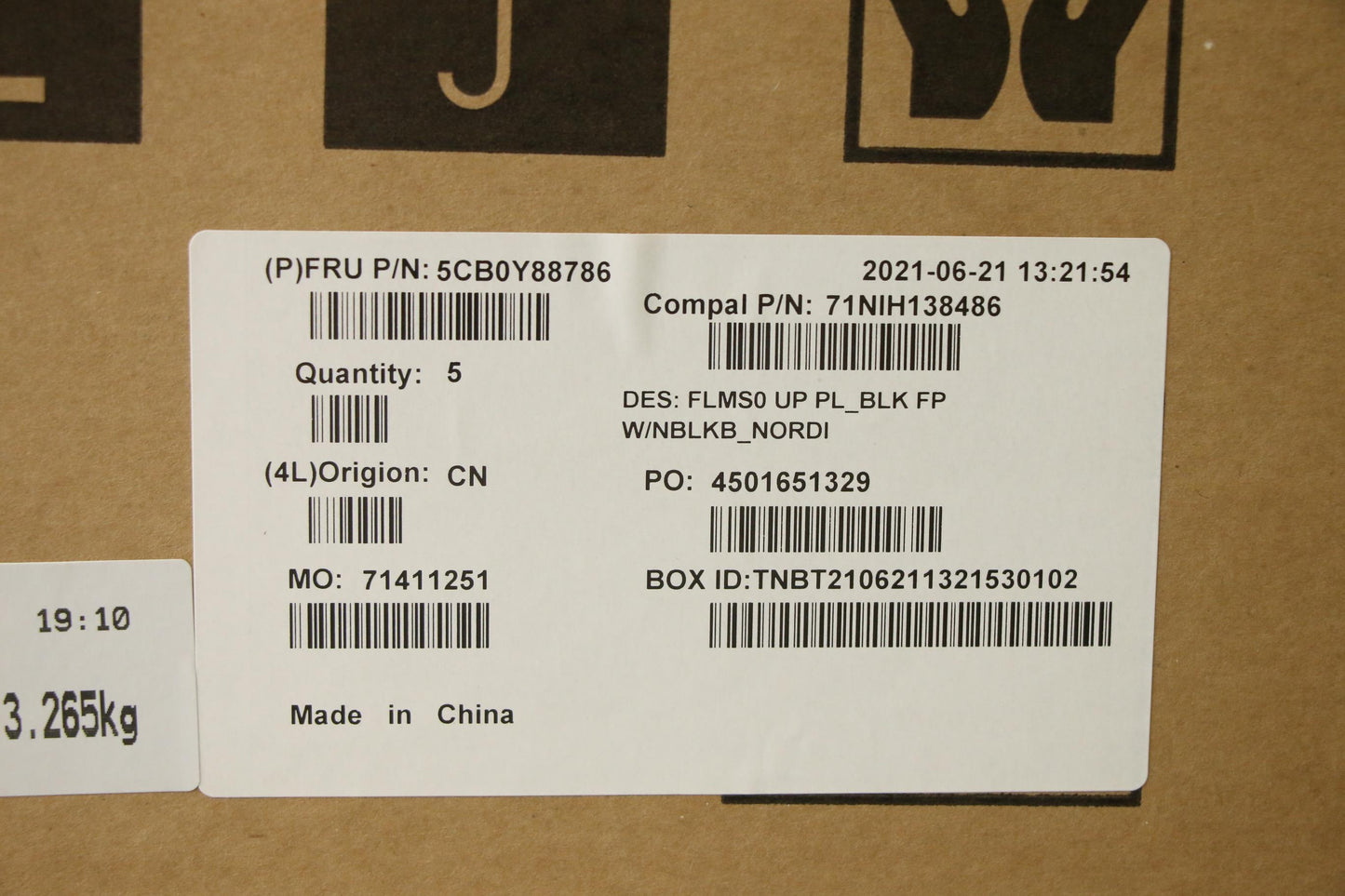 Lenovo Up Pl_Blk Fp W/Nblkb_Nordi - 5CB0Y88786