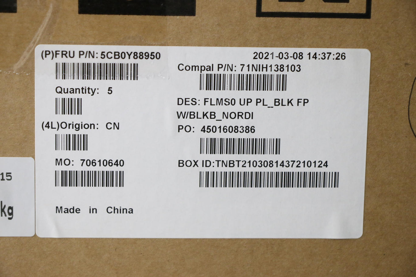 Lenovo Up Pl_Blk Fp W/Blkb_Nordi - 5CB0Y88950