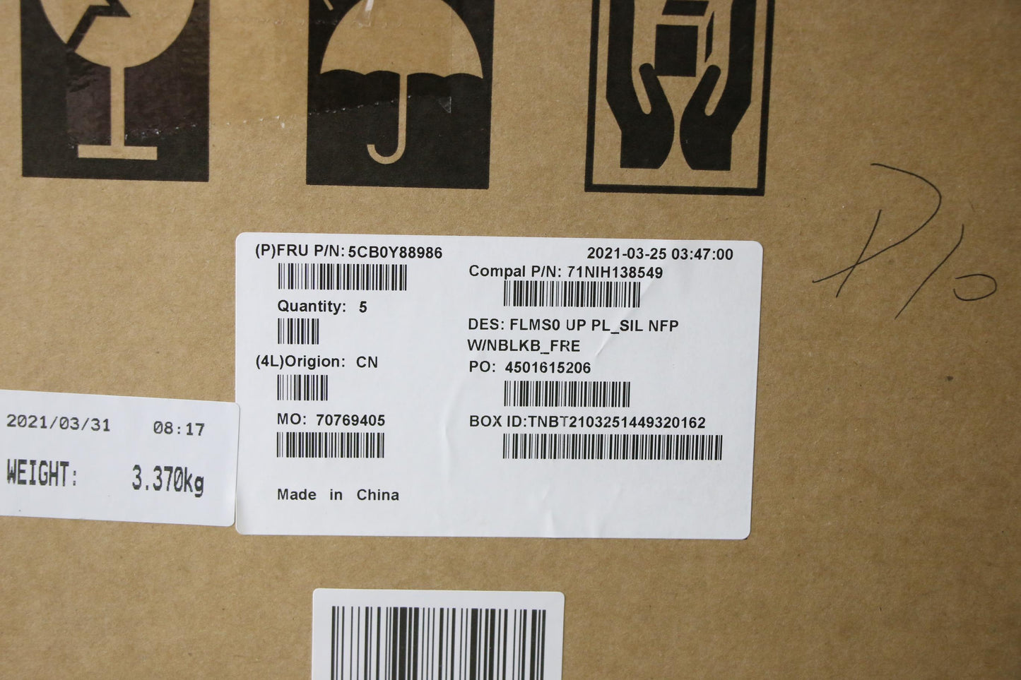 Lenovo Up Pl_Sil Nfp W/Nblkb_Fre - 5CB0Y88986
