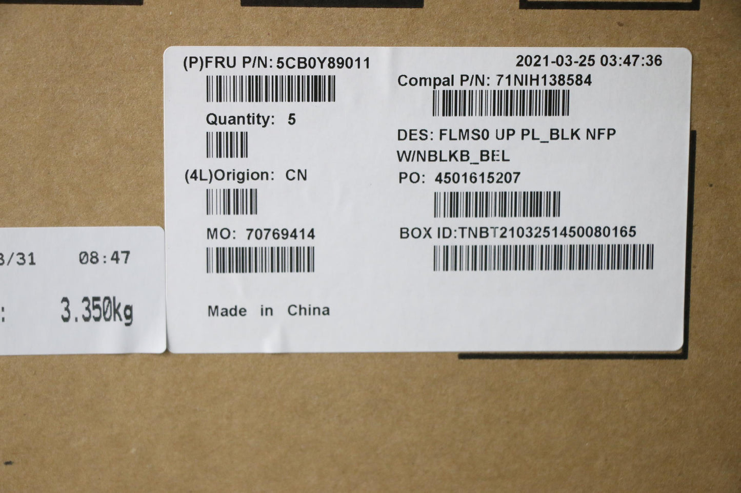 Lenovo Up Pl_Blk Nfp W/Nblkb_Bel - 5CB0Y89011