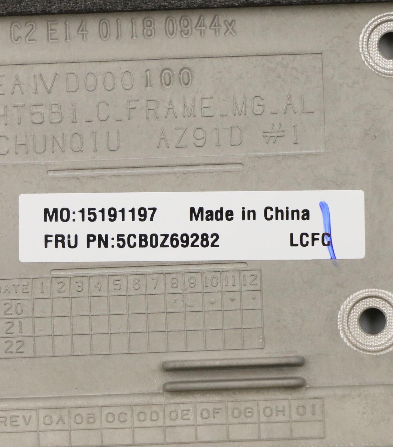 Lenovo C-Cover Assembly for T15G2, Gray, with Fingerprint Reader - 5CB0Z69282